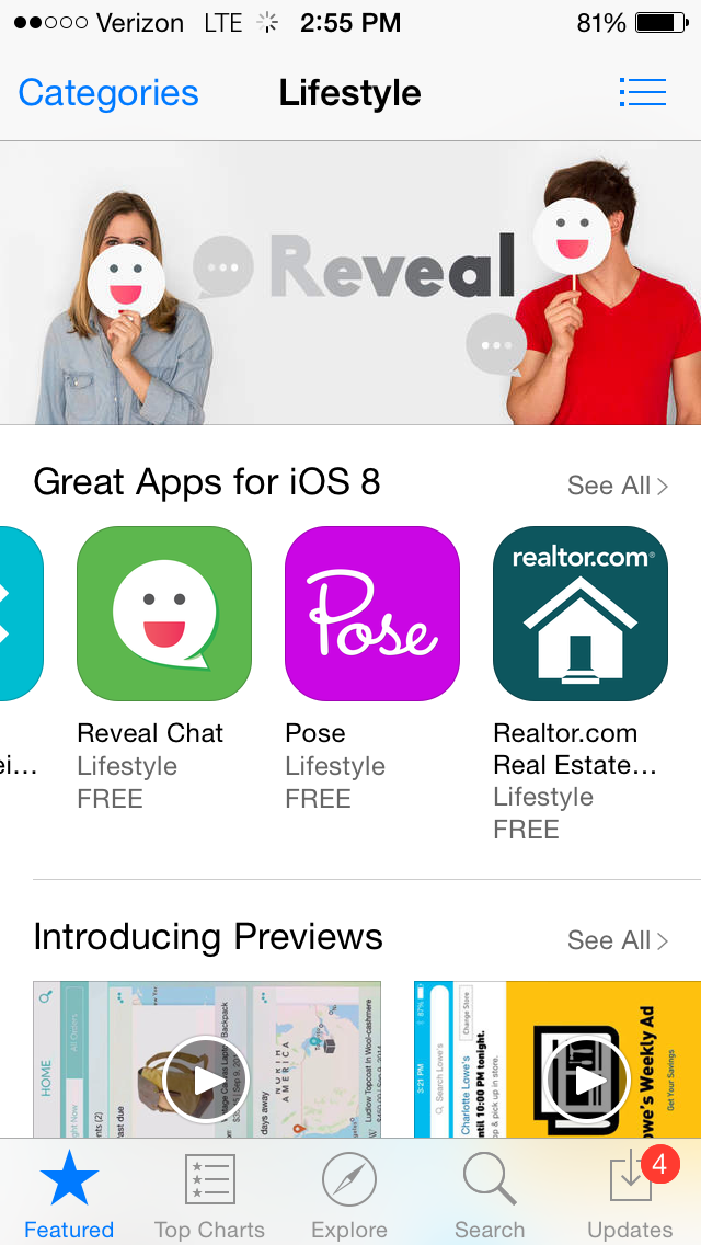 reveal in the appstore